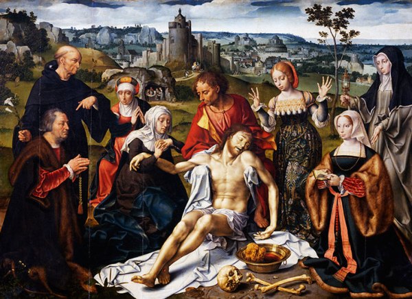 Joos van Cleve (circa 1485-1540), Alterpiece of the lamentation over the dead Christ, from the Church of the Friars Minor in Genoa, circa 1520. Detail. Paris, Musée Du Louvre Click on image to enlarge.